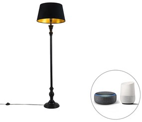 LED Candeeiro de pé inteligente preto com cúpula preta com dourado 45 cm incl. Wi-Fi A60 - Classico Clássico / Antigo