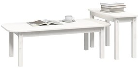 2 pcs conjunto de mesas de centro pinho maciço branco