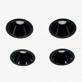 Pack De 4 Downlights Led Embutidos Com Molduras Redondas Ø5 Cm Em Alumínio Luisiana Preto & Branco Cálido 2700k & 3 W & 19º - Sklum