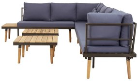 8 lugares conjunto lounge jardim c/ almofadões acácia maciça