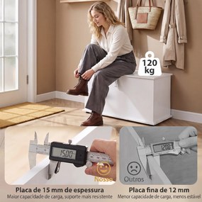 Baú de Arrumação 102 L com Dobradiça de Segurança Estilo Moderno para Corredor Quarto e Sala 80x40x45 cm Branco