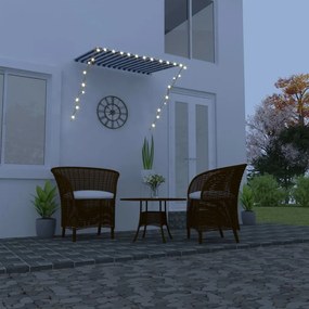 vidaXL Toldo retrátil com LED 150x150 cm azul e branco