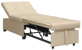 Sofá Cama 3 em 1 com Design Retrátil em Tecido Creme
