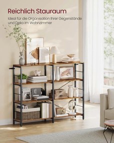 Estante com 4 prateleiras e aglomerado de madeira e aço 30 x 120 x 109,4 cm castanho vintage + preto