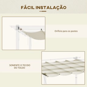 Cobertura para Pérgola 3,5x2,5 m Teto de Substituição Retrátil para Pé