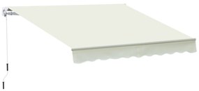 Outsunny Toldo Manual 395x245 cm Toldo de Varanda Pátio com Manivela de Alumínio e Tecido de Poliéster 280 g/m² Branco | Aosom Portugal