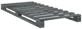 Estrutura de cama com cabeceira 90x200 cm pinho maciço cinzento