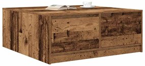 Mesa de centro com gavetas 100x100x40 cm madeira velha