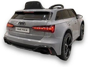 Carro elétrico para crianças Audi RS6 12v, módulo de música, assento de couro, pneus de borracha EVA Cinzento