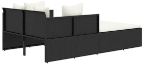 Espreguiçadeira c/ almofadões 182x118x63 cm vime PE preto