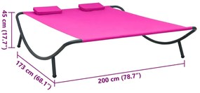 Espreguiçadeira de exterior em tecido cor-de-rosa