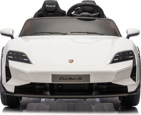 Carro elétrico para Crianças 24V Porsche Taycan Turbo S, 2 Lugares, Rodas Espuma EVA, assento couro ecológico Branco