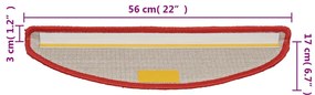 Tapetes de escadas 10 pcs 56x17x3 cm vermelho