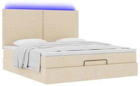 Estrutura de cama otomana com colchão tecido creme 160x200cm