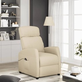 vidaXL Poltrona elevatória tecido cor creme