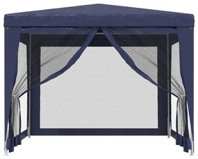 Tenda para festas c/ 4 paredes laterais em rede 3x3 m PEAD azul