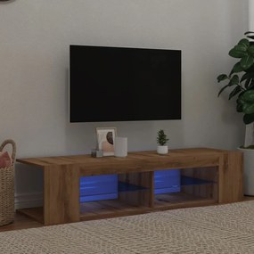 vidaXL Móvel TV c/ luzes LED derivados de madeira carvalho artisiano
