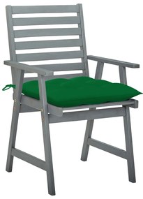 Cadeiras de jantar p/ jardim 3 pcs c/ almofadões acácia maciça