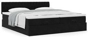 Estrutura de cama otomana com colchões 180x200cm veludo preto