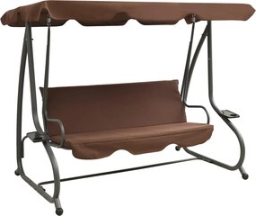 vidaXL Baloiço de jardim com toldo cor café