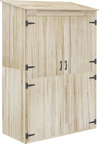Outsunny Armário de Jardim em Pinho 120x57x183 cm 2 Prateleiras 2 Portas Magnéticas | Aosom Portugal