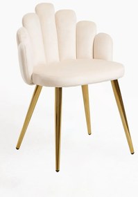 Cadeira Hand Gold Veludo - Beige