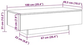 Mesa de centro 100x49,5x31 cm derivados madeira carvalho fumado