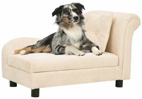 vidaXL Sofá para cães com almofada 83x44x44 cm pelúcia creme