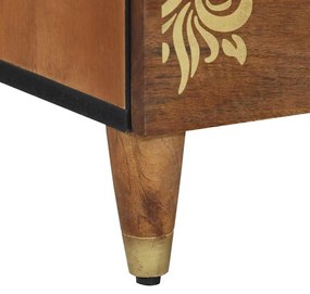 mesa de cabeceira Castanho mel com padrões decorativos dourados