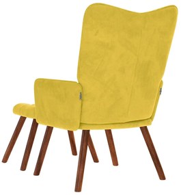 Cadeira de relaxamento com banco em veludo amarelo