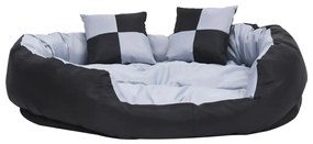 Almofadão p/ cães reversível e lavável 110x80x23 cm cinza/preto