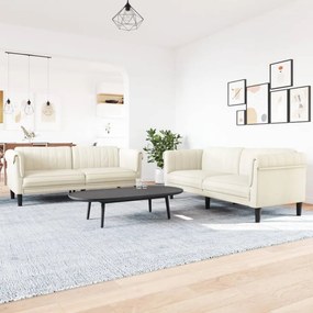 vidaXL 2 pcs conjunto de sofás veludo cor creme
