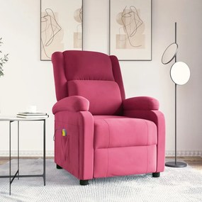 Poltrona de massagens veludo vermelho tinto