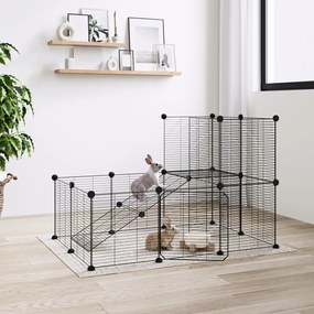 vidaXL Gaiola p/ animais de 20 painéis c/ porta 35x35 cm aço preto