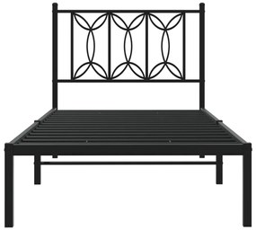 Estrutura de cama com cabeceira 90x200 cm metal preto