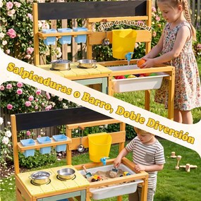 Cozinha Infantil de Brincar, 69 x 29 x 85 cm, com Estação de Jardinagem, Amarelo