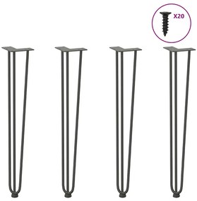 vidaXL Pernas de grampo para mesas de console para mesa de console 4 peças Antracite 72 cm Aço maciço