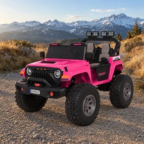 Carro elétrico para Crianças 2 Lugares Extreme Sport 4x4 24V Pneus Espuma EVA, assento couro ecológico Rosa
