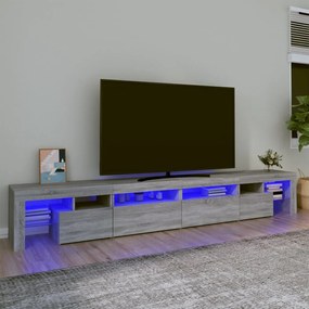 vidaXL Móvel de TV com luzes LED 260x36,5x40 cm sonoma cinza