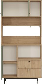 Armário Alto de Cozinha "Toledo" E-1 - Carvalho e Verde - 88x180x35.5c