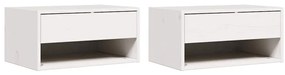 Mesa de Cabeceira Montada na Parede com gaveta 2 pcs Branco