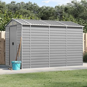 Abrigo de jardim 191x300x198 cm aço galvanizado cinzento-claro