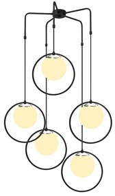 Candeeiro de Teto Dolunay – Preto e Branco – 74 cm de Diâmetro x 103 c