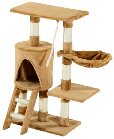 Árvore para gatos com Corda de Brincar Placa de Madeira e Revestido de Pêlo- Castanho - 30x55x96cm