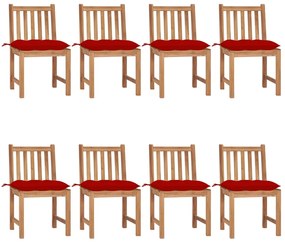 Cadeiras de jardim 8 pcs c/ almofadões madeira de teca maciça