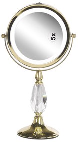 Espelho de maquilhagem dourado com LED ø 18 cm MAURY Beliani