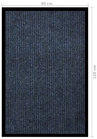 Tapete de porta às riscas 80x120 cm azul