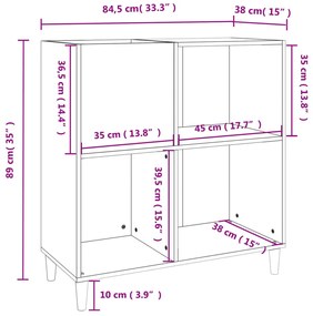Armário para discos 84,5x38x89 cm derivados de madeira branco