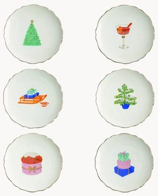 Pratos de sobremesa de Natal pintados à mão Feast, conjunto de 6