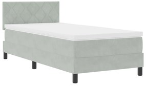 Cama com Box Spring e Colchão vidaXL Cinza Claro 90x200 cm Veludo